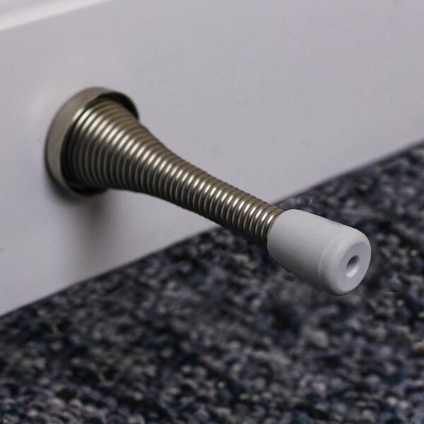 BCP 5pcs 3-1/8 inches Brushed Nickel Flexi Spring Door Stopper