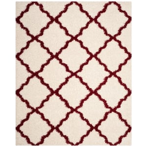 Dallas Shag Ivory/Red 8 ft. x 10 ft. Geometric Area Rug