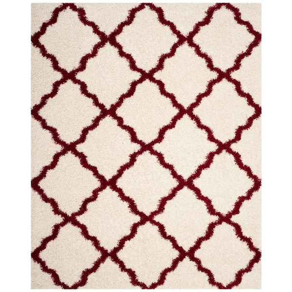 SAFAVIEH Dallas Shag Ivory/Red 8 ft. x 10 ft. Geometric Area Rug