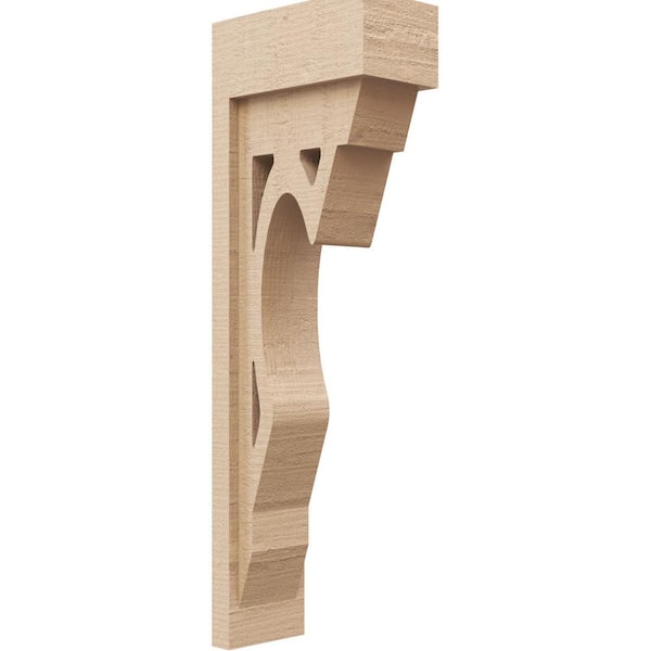 Ekena Millwork 4 in. x 24 in. x 8 in. Series 2 Thin Sheridan Rough Cedar Woodgrain Timberthane Polyurethane Corbel, Primed Tan