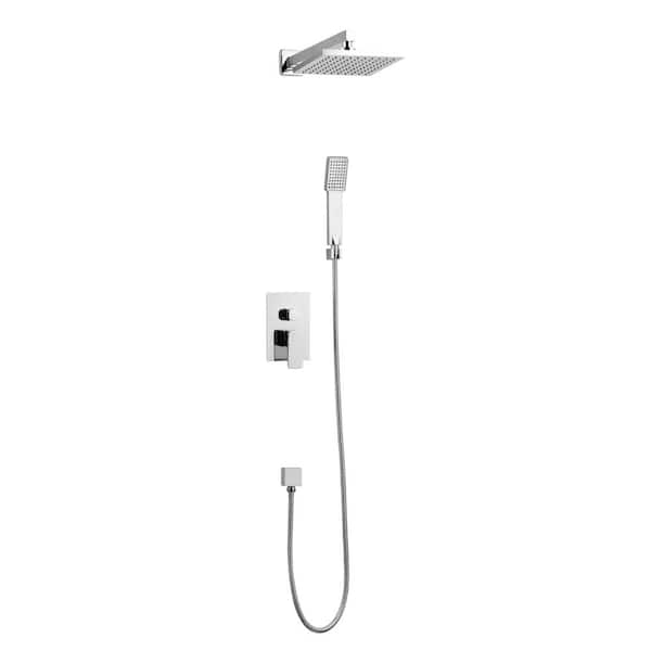 Mediterraneo Viena 2-Handle 2- -Spray of Rain Shower Faucet and HandShower Combo Kit with Rectangle Shower Head in Chrome