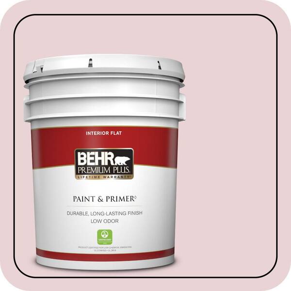 BEHR PREMIUM PLUS 5 gal. #S130-1 Beloved Pink Flat Low Odor Interior Paint & Primer