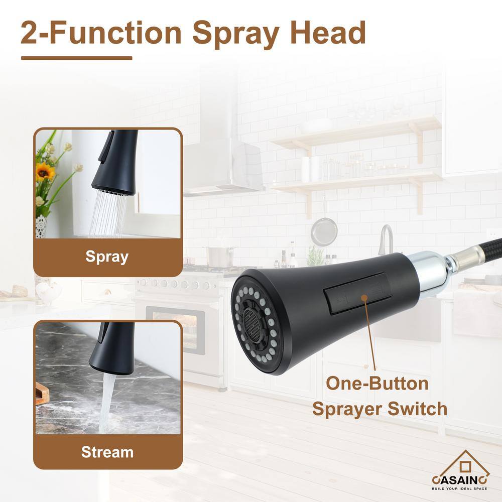 Matte Black Stainless Steel Touchless Pull-Down Sprayer Kitchen Faucet