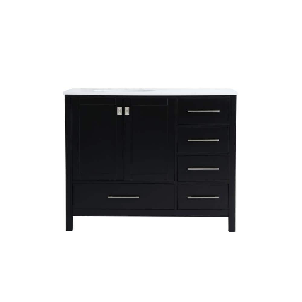 Simply Living 42 in. W x 22 in. D x 34 in. H Bath Vanity in Black with Cala