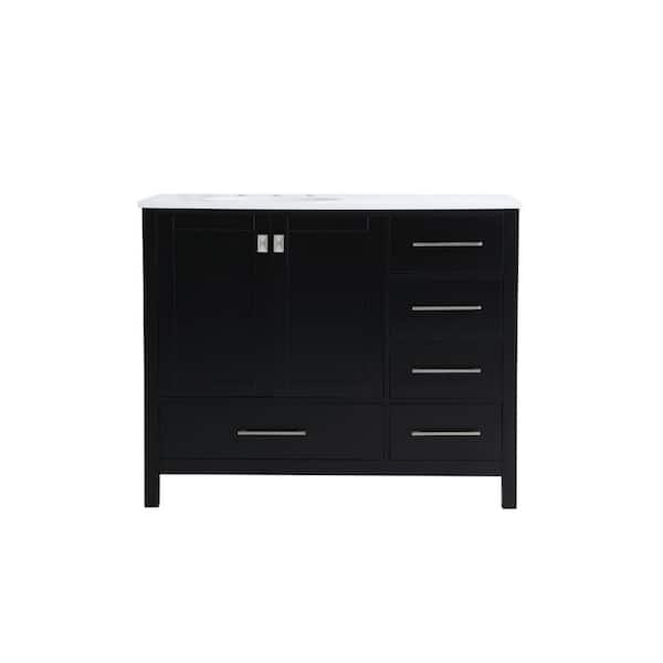 Unbranded Simply Living 42 in. W x 22 in. D x 34 in. H Bath Vanity in Black with Calacatta White Engineered Marble Top