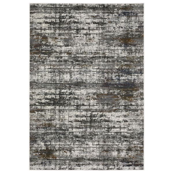 AVERLEY HOME Galleria Charcoal 5 ft. x 8 ft. Modern Distressed Abstract Polyester Indoor Area Rug