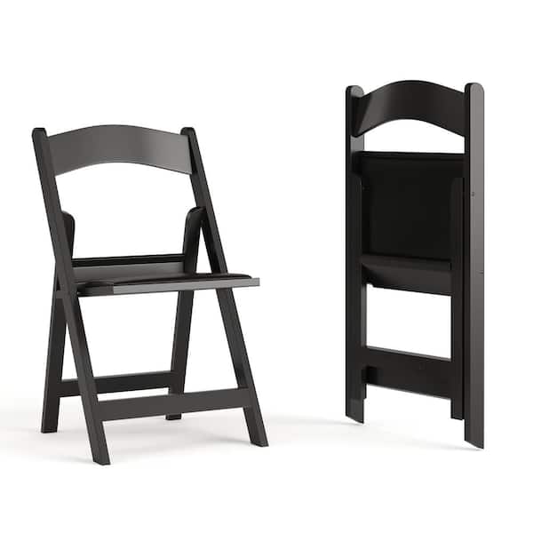 Carnegy Avenue Black Vinyl Seat with Resin Frame Folding Chair (Set of 2)