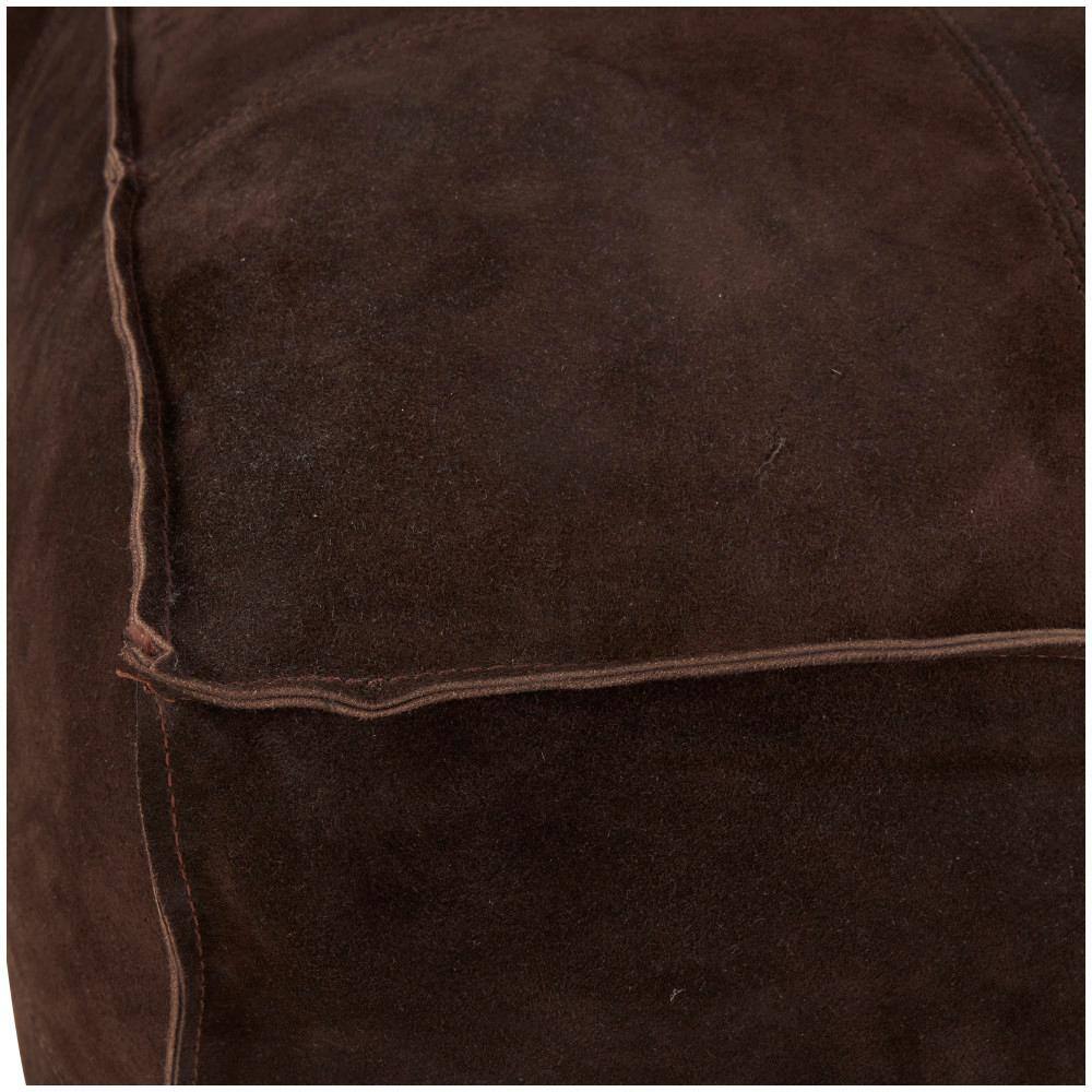 Dark Brown Genuine Leather Square Ottoman Pouf