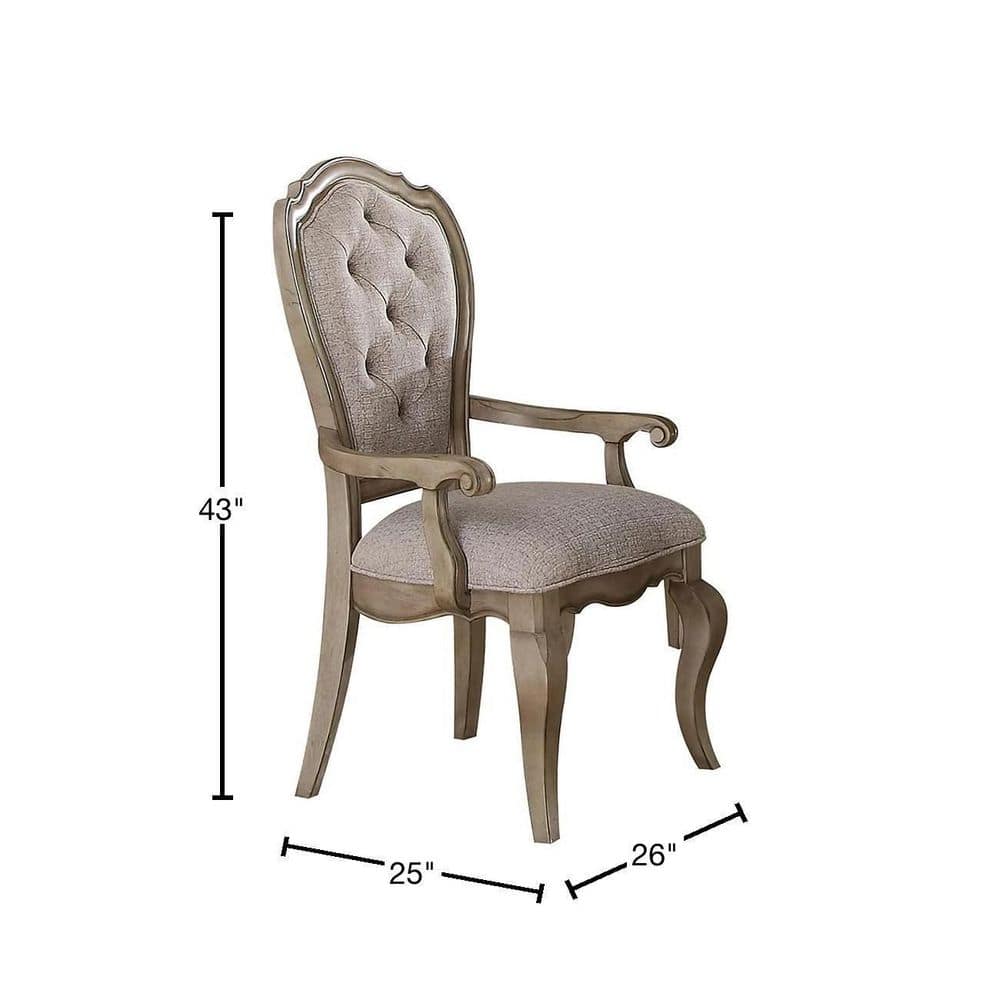 Chelmsford Gray and Brown Rubberwood Dining Chairs, Set of 2