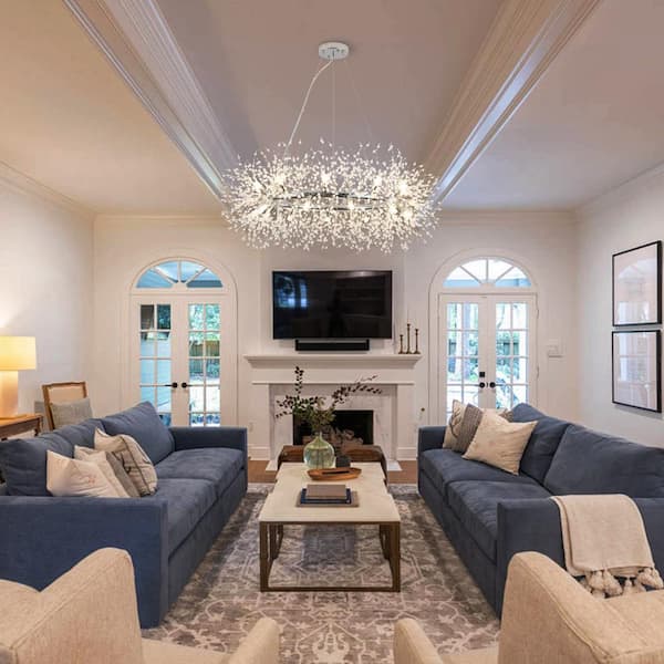 22-Light Chrome Pedant Design Linear Chandelier Lighting Blowball Crystal Island Chandelier for Kitchen Island