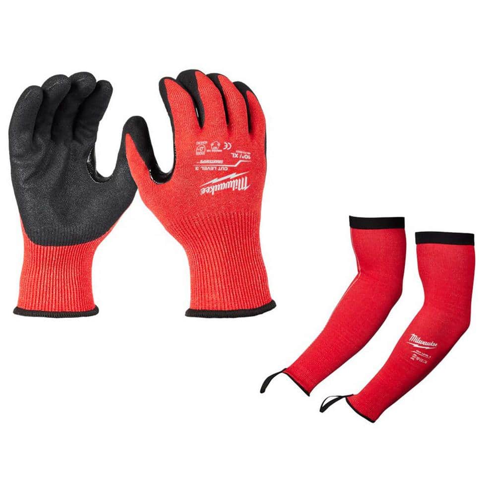 X-Large CUT 3 NITRILE GLOVES with 18 in. Red 4-Way Stretch Cut 3 Resistant Protective Arm Sleeves price history on PriceWatchPro