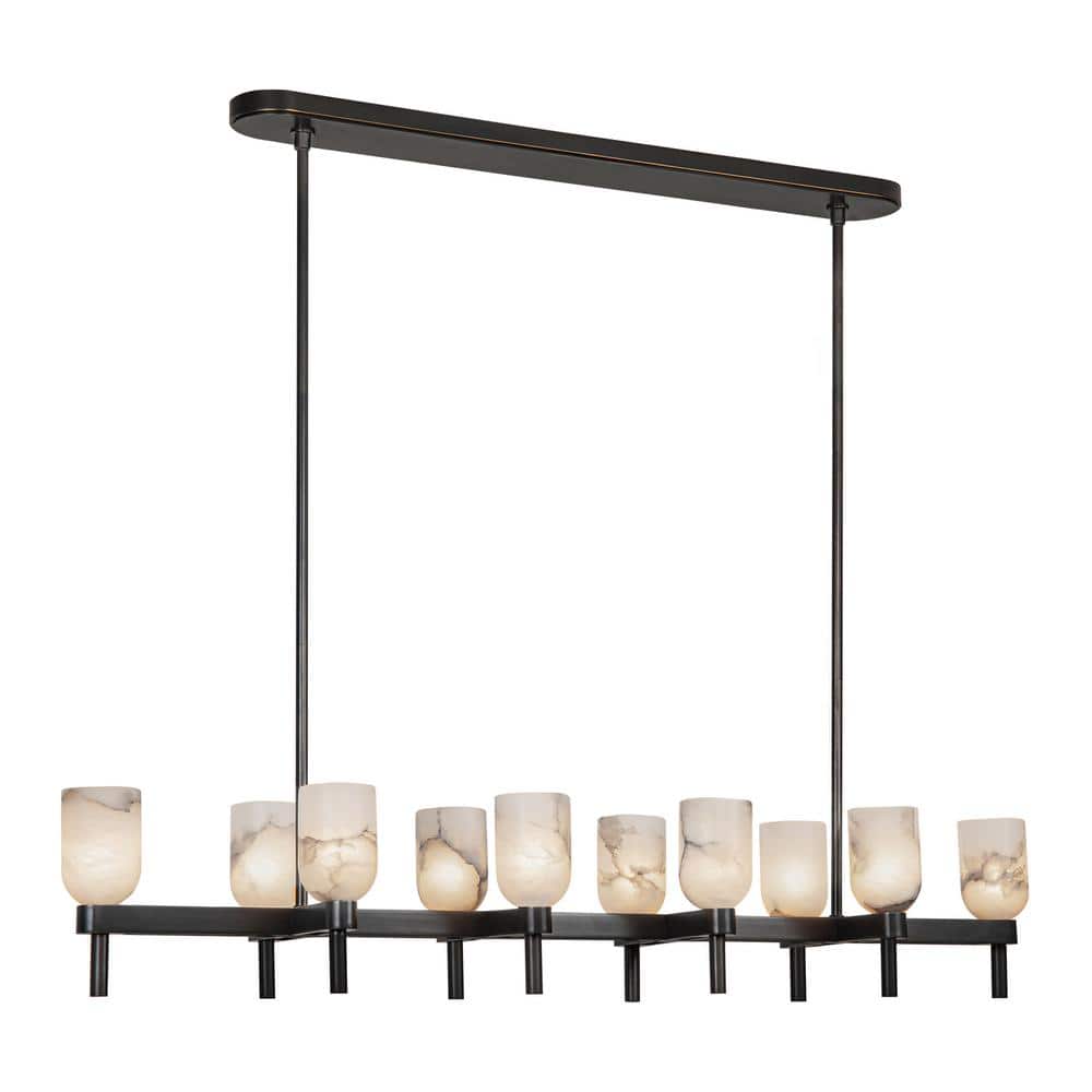 Lucian Urban Bronze Alabaster Glass Bowl Island Pendant