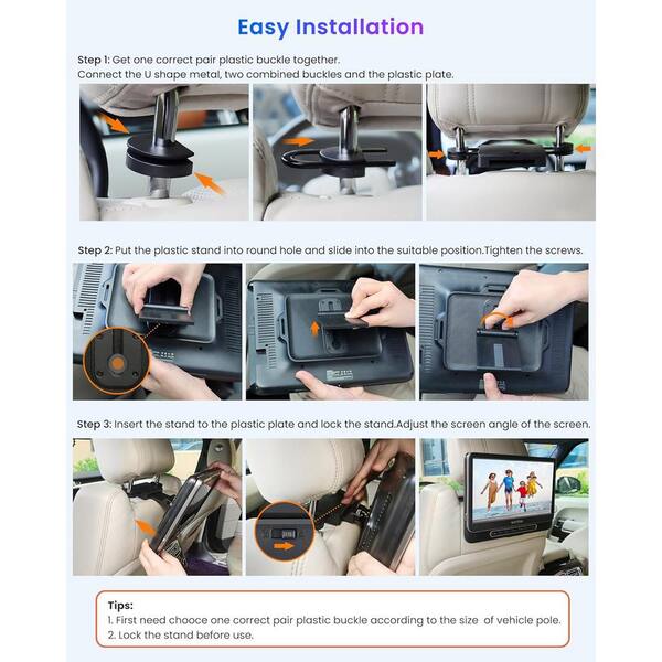 Vrbgify 12 in. Headrest DVD Player Portable for Car, Support