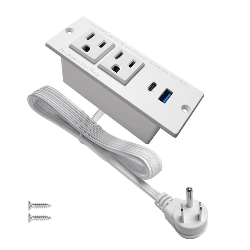 White USB C Recessed Power Strip Fast Charge Desktop Power Station 2 Outlets 2 USB for Tabletop Sofa Cabinet Nightstand price history on PriceWatchPro