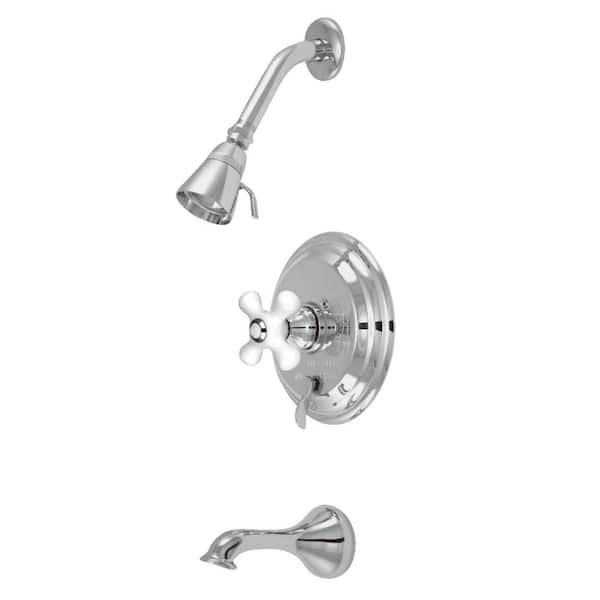 Kingston Brass Restoration Single Handle 1-Spray Tub and Shower Faucet 2 GPM with Corrosion Resistant in. Polished Chrome