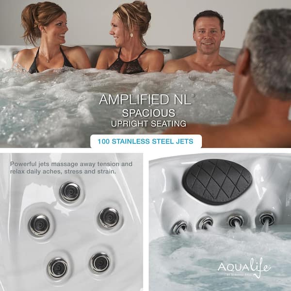 AquaLife Amplified 7-Person 100-Jet 240-Volt Non-Lounger Hot Tub