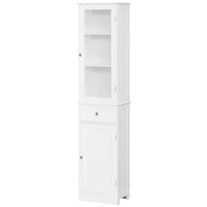 15.75 in. W x 10.75 in. D x 67.5 in. H Bathroom Storage Cabinet with Acrylic Door, Drawer and Shelves, White