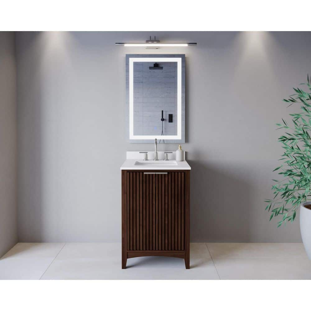Palmilla 24 in. Single Freestanding Dark Walnut Bath Vanity with White Cultured Marble Top Assembled price history on PriceWatchPro