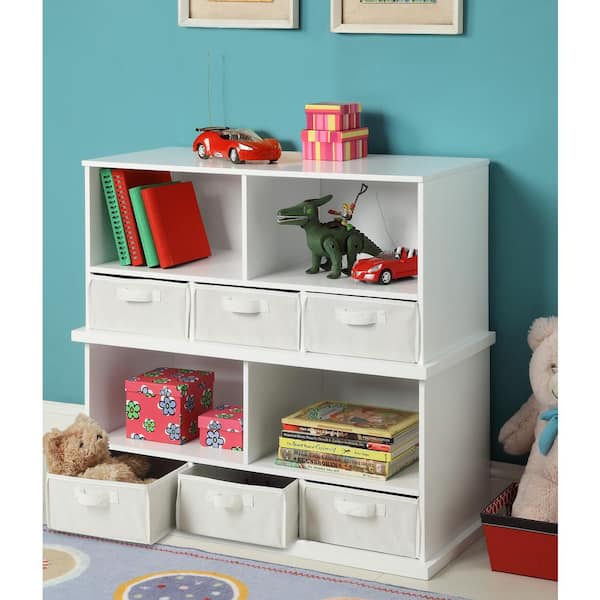37 in. W x 17 in. H x 19 in. D White Stackable 2-Storage Cubbies