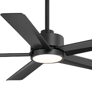 Theodoric 52 in. Integrated LED Indoor Black Ceiling Fan with Light and Remote Control Included