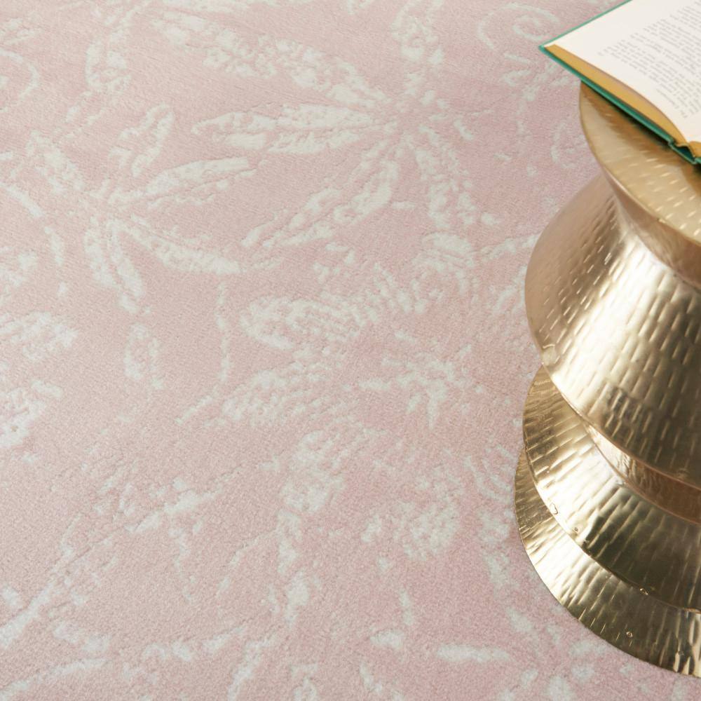 Pink Floral Synthetic 4' x 6' Reversible Rug