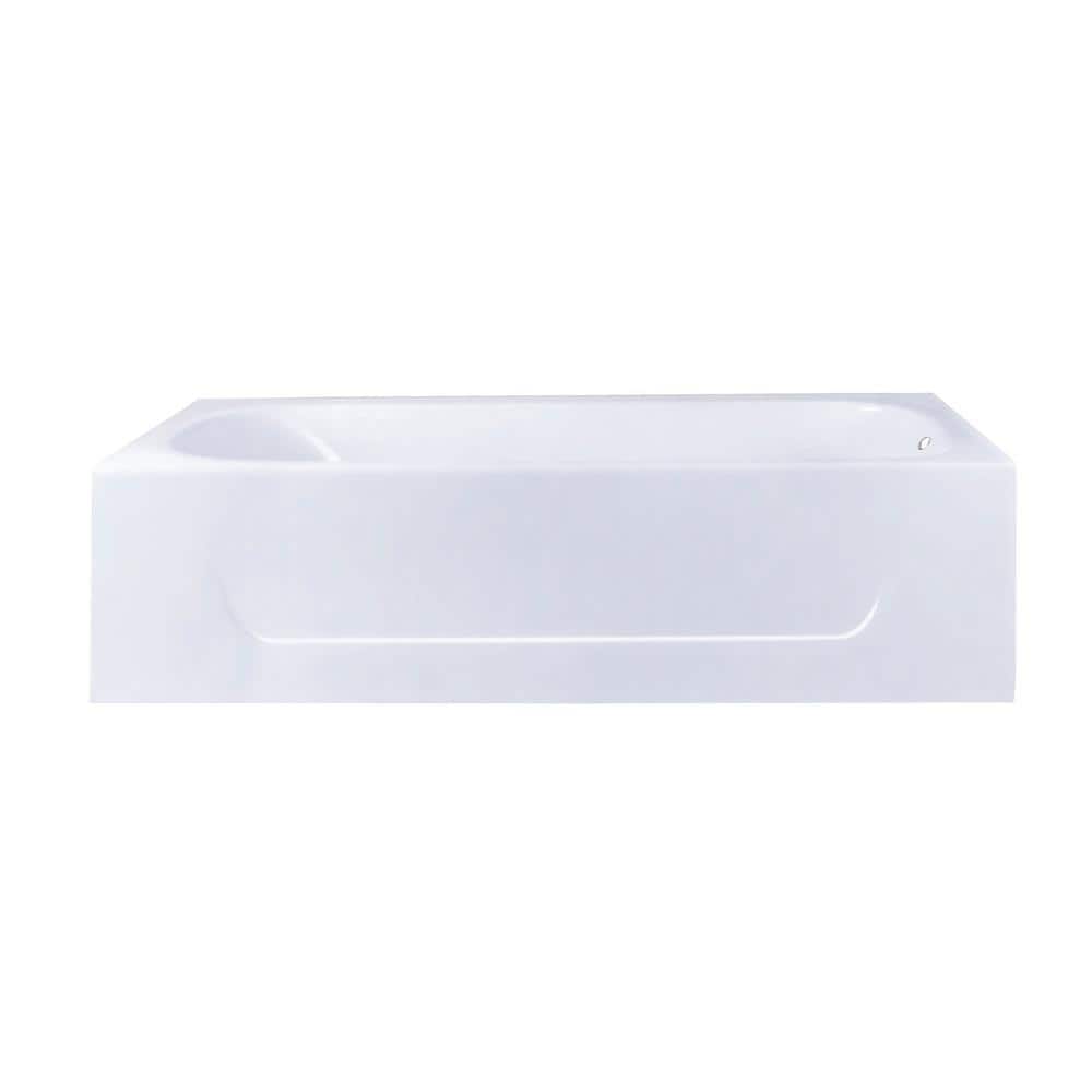 60 in. Cast Iron Right Drain Rectangular Alcove Soaking Bathtub in White