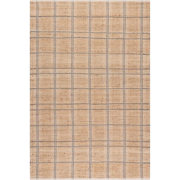 Oscar Plaid Jute Natural 4 ft. x 6 ft. Indoor/Outdoor Patio Rug