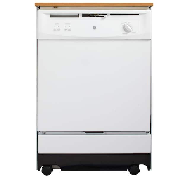 GE Convertible Portable Dishwasher in White, 64 dBA