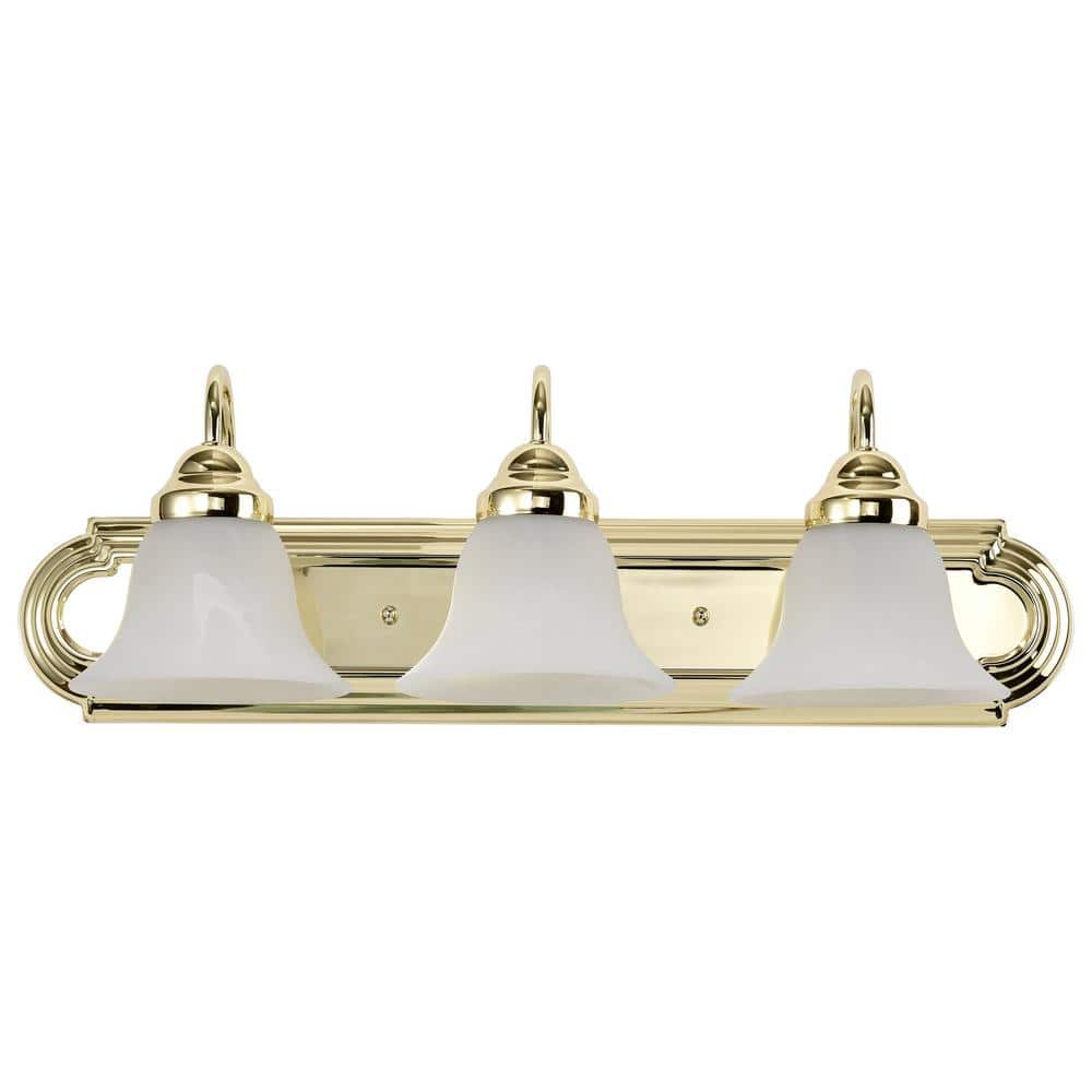 Elegant Ballerina 24" Vanity Wall Light with Alabaster Glass Shades, Polished Brass