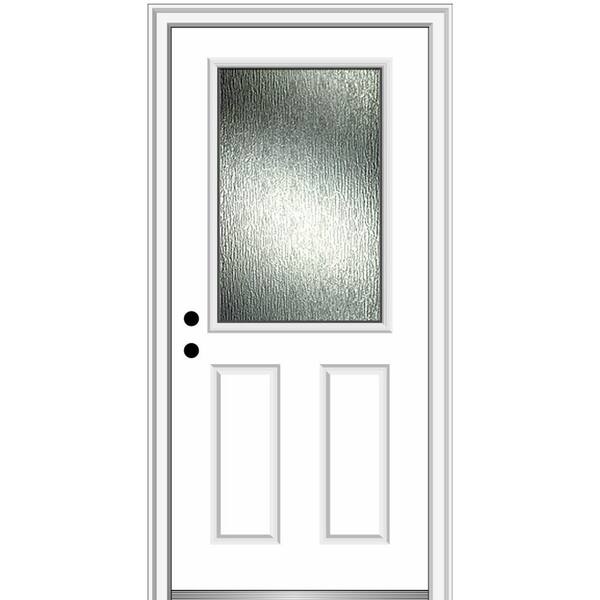 Mmi Door 32 In X 80 In Right Hand Inswing 1 2 Lite Rain Glass 2 Panel Primed Prehung Front Door On 4 9 16 In Frame Zr The Home Depot