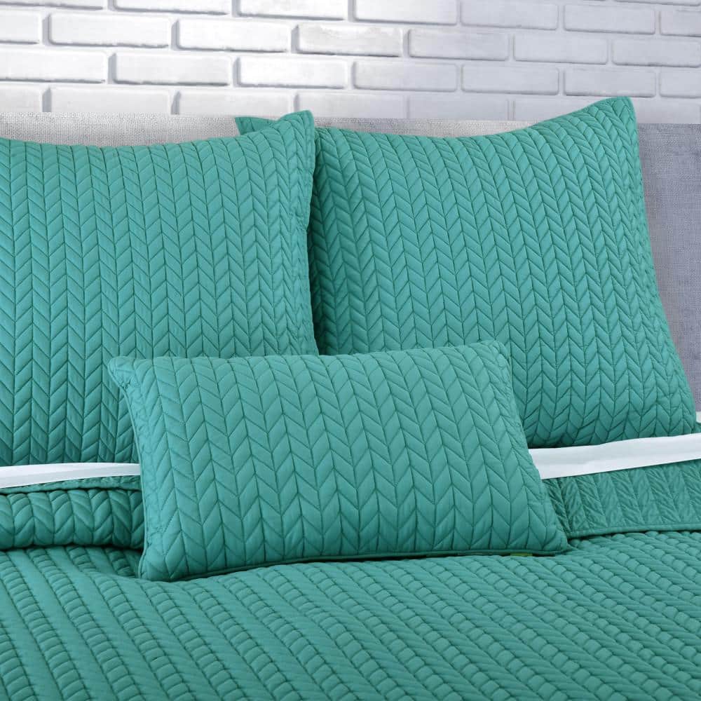 Lightweight Turquoise Quilted Aerated Fabric Throw Pillow