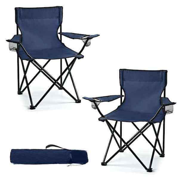 250 lb. Lightweight Foldable Portable Camping Chairs with Carry Bag for Adults and Teens Outdoor Events, Blue (2-Pack)