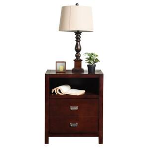 Loralie Brown Rectangular Solid Wood End Accent Table Nightstand with Shelf and 1 Drawer