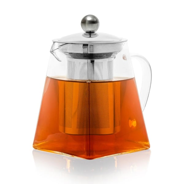 OVENTE 3-Cup Glass Tea Pot with Removable Stainless-Steel Infuser FGI27T -  The Home Depot