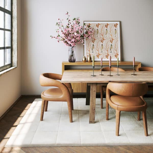 Padma Lakshmi X Rugs Tessera Grid Plush Cloud Washable Off White 5 ft. x 8 ft. Indoor Area Rug