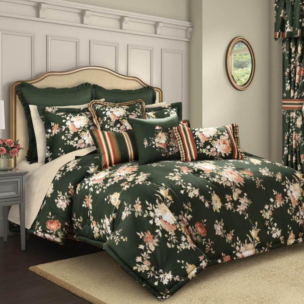 Brianna Green Cotton Full/Queen 3Pc. Comforter Set