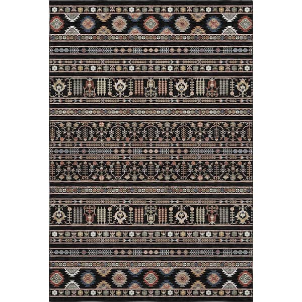 Mayfield Premium Machine Washable Abstract AMF2244 Black 9 ft. x 12 ft. Area Rug
