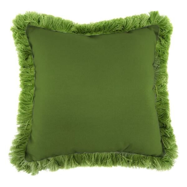 Jordan Manufacturing Sunbrella Spectrum Cilantro Square Outdoor Throw Pillow with Gingko Fringe