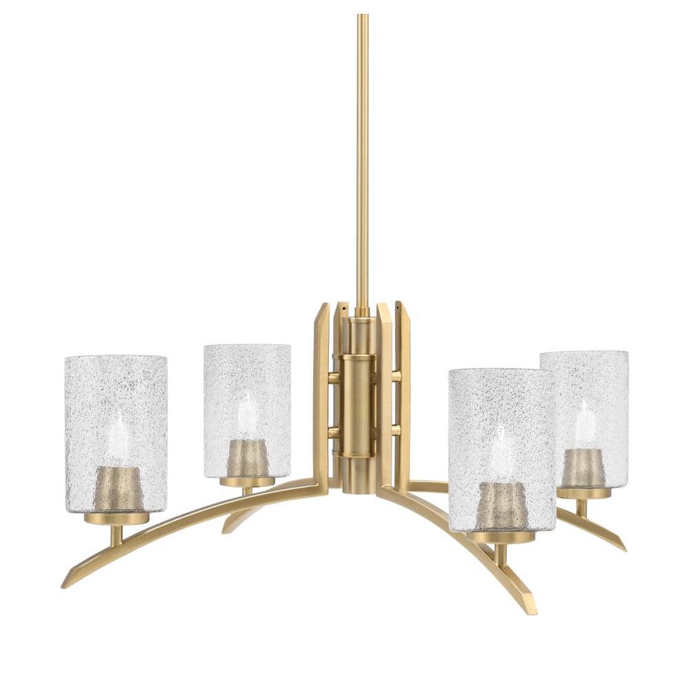 Siena 26 in. 4-Light New Age Brass Chandelier with 4 in. Smoke Bubble Glass