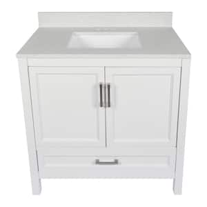 Nevado 37 in. W x 22 in. D x 36 in. H Bath Vanity in White with Quartz Stone Galaxy White Top with White Basin