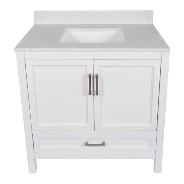 Nevado 37 in. W x 22 in. D x 36 in. H Bath Vanity in White with Quartz Stone Galaxy White Top with White Basin