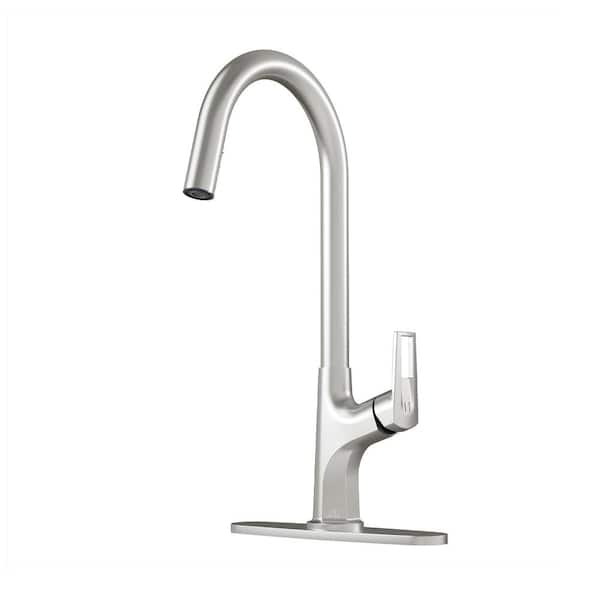 2-Spray Patterns Single Handle Pull Down Sprayer Kitchen Faucet with Deckplate and Water Supply Hoses in Brushed Nickel