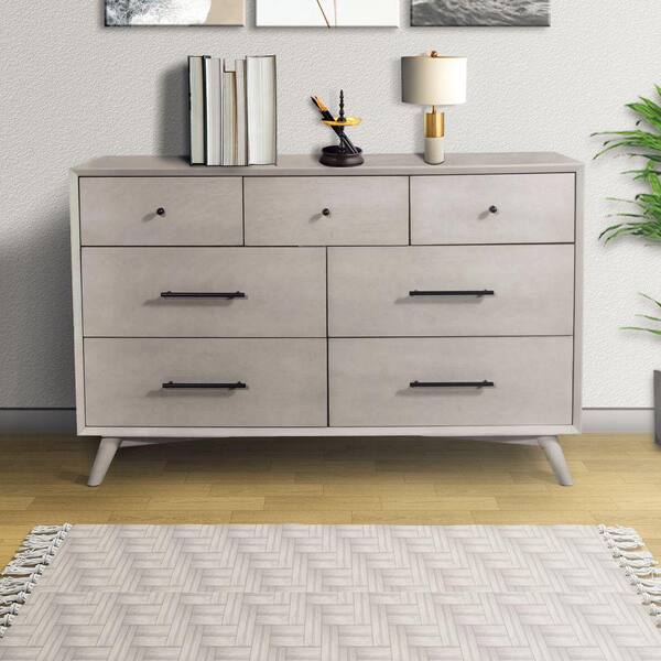 Benjara Gray 7-Drawer 19 In. Wooden Dresser Without Mirror BM222488 ...