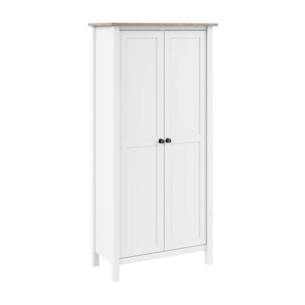 Bush Furniture Mayfield Shiplap Gray/Pure White 65.94 in. Accent Storage Cabinet with Doors