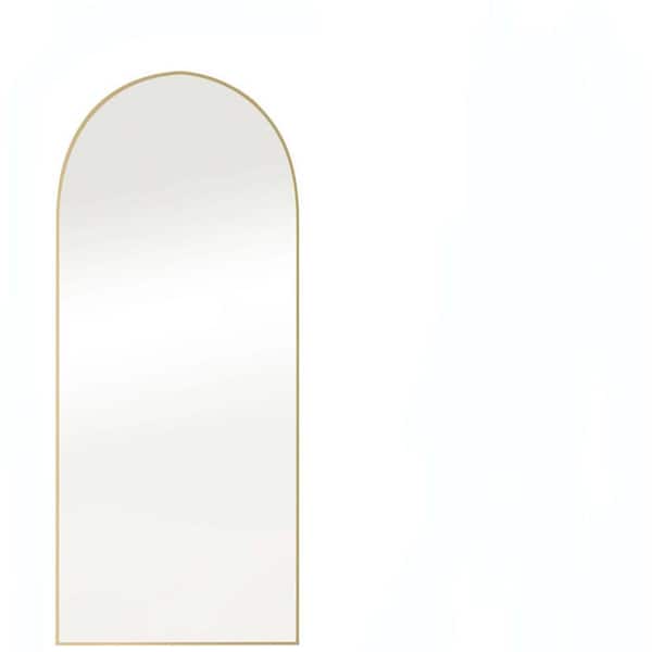 Unbranded 21 in. W x 64 in. H Arch Framed Gold Mirror Modern Design Standing Floor Mirror for Living Room