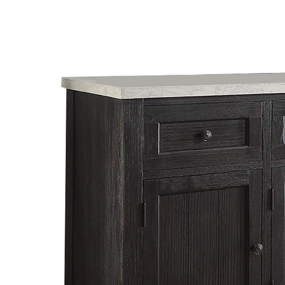 Nolan 58'' Weathered Black and White Marble Sideboard