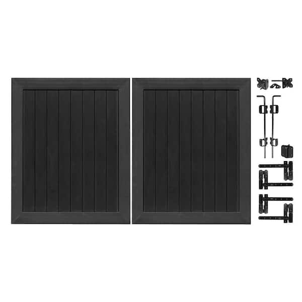 Veranda Pro Series 5 ft. W x 6 ft. H Black Vinyl Anaheim Privacy Double Drive Through Fence Gate