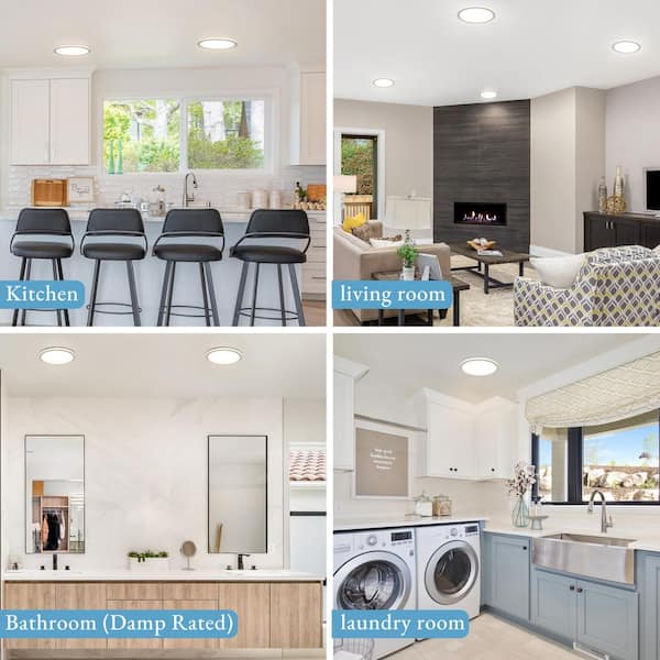 11.8 in. 24-Watt White Integrated LED 2160 Lumens Round Flat Panel Flush Mount Ceiling Light with Color Change 5CCT