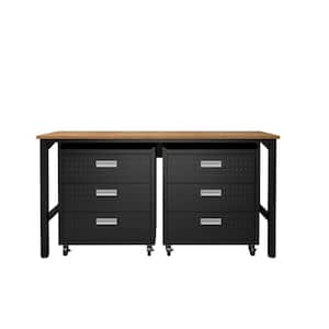 Fortress 72.4 in. W x 37.6 in. H x 20.5 in. D Mobile Space-Saving Garage Storage System 6.0 in Charcoal Grey (3-Piece)