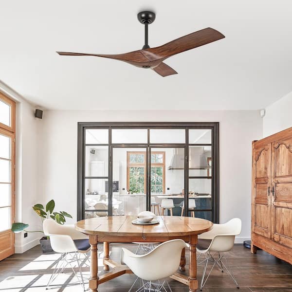 Parrot Uncle 52 in. Modern Black Downrod Ceiling Fan with 6 Speed